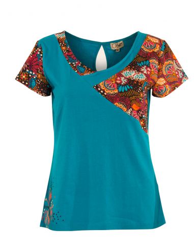 Camiseta 97% algodon 3% elastano mangas cortas estampado malaga