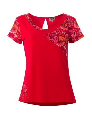 Camiseta 97% algodon 3% elastano mangas cortas estampado malaga