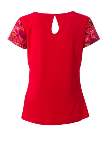 Camiseta 97% algodon 3% elastano mangas cortas estampado malaga