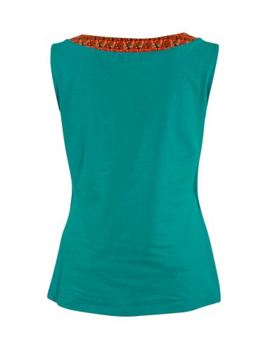 Camiseta 97% algodon 3% elastano sin mangas con patchs