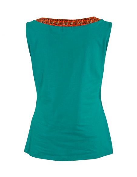 Camiseta 97% algodon 3% elastano sin mangas con patchs