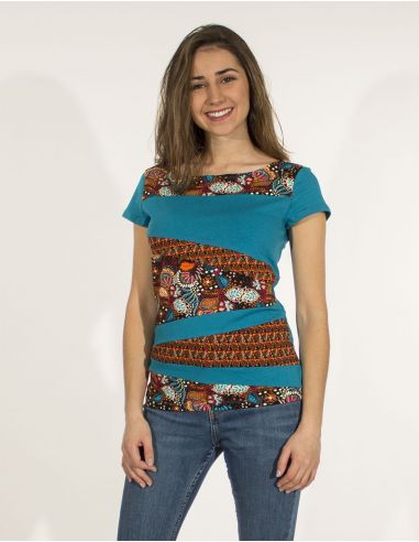 Camiseta 97% algodon 3% elastano mangas cortas con patchs