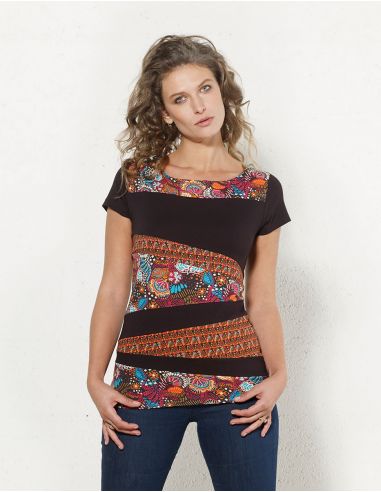 Camiseta 97% algodon 3% elastano mangas cortas con patchs