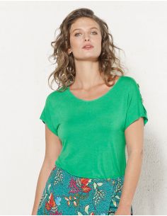 Camiseta 95% viscosa 5% elastano lisa hombros desnudos