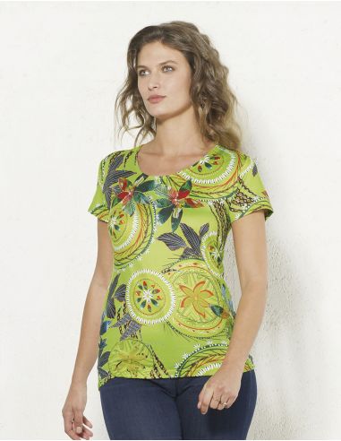 Camiseta 95% poliester 5% elastano estampado monaco