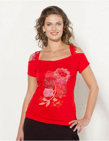 Camiseta 95% viscosa 5% elastano tirantes con patchs