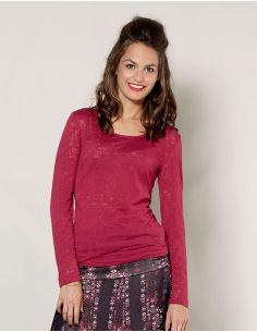 Camiseta 60% algodon 40% poliester devore cuello redondo