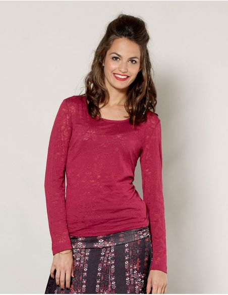 Camiseta 60% algodon 40% poliester devore cuello redondo