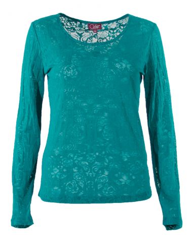 Camiseta 60% algodon 40% poliester devore cuello redondo