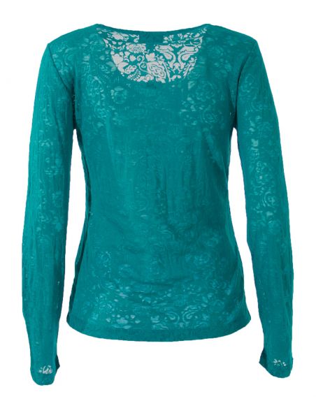 Camiseta 60% algodon 40% poliester devore cuello redondo