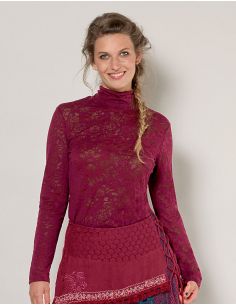 Camiseta 60% algodon 40% poliester devore cuello cheminea