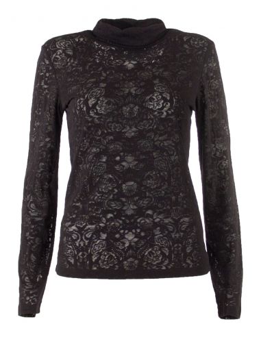 Camiseta 60% algodon 40% poliester devore cuello cheminea