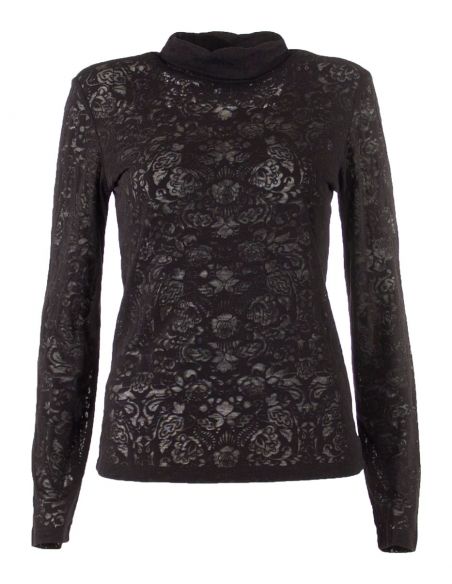 Camiseta 60% algodon 40% poliester devore cuello cheminea