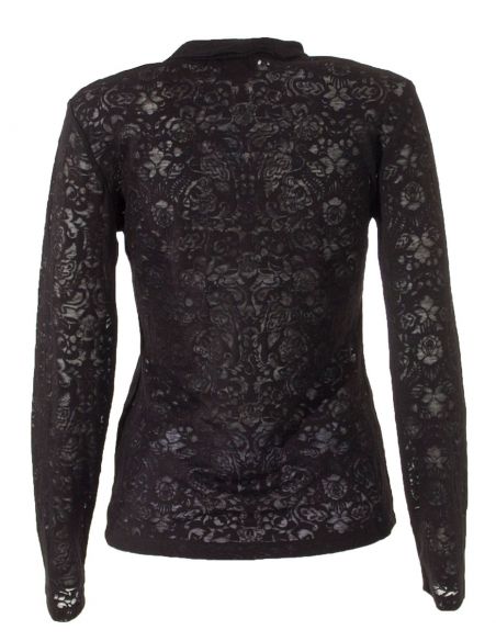 Camiseta 60% algodon 40% poliester devore cuello cheminea