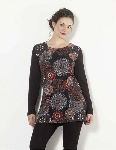 Tunica malla 95% poliéster 5% elastano estampado afro