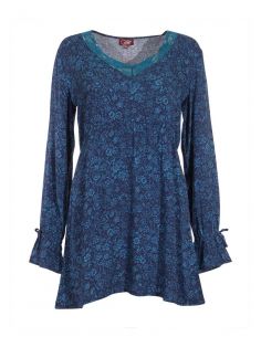 Tunica viscosa cuello encaje estampado floreado 2