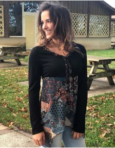 Tunica malla 95% poliéster 5% elastano doblado estampado patchorient