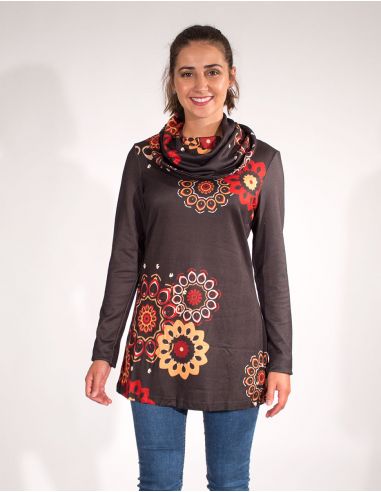 Tunica malla 97% poliester 3% elastano estampado plaza 