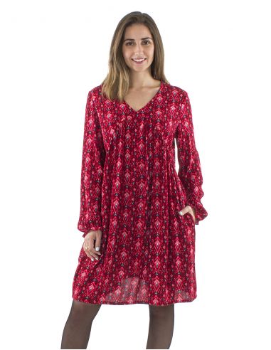 Tunica viscosa crepe imp ikat fushia mangas