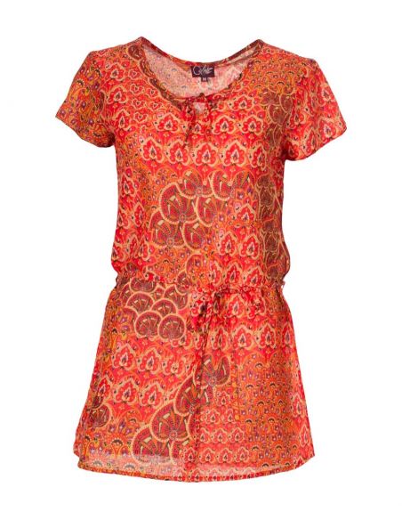 Tunica velo de algodon mangas cortas estampado funny