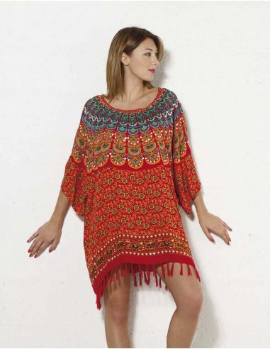 Tunica viscosa flecos con mandalas