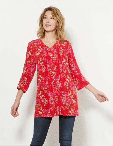 Tunica viscosa mangas 3/4 estampado grappe
