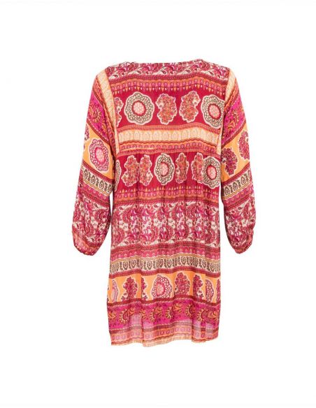 Tunica viscosa mangas 3/4 estampado indio