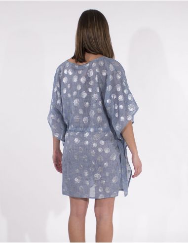 Tunica velo de algodon kaftan sello conchas platas