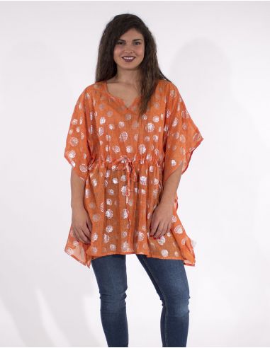 Tunica velo de algodon kaftan sello conchas platas