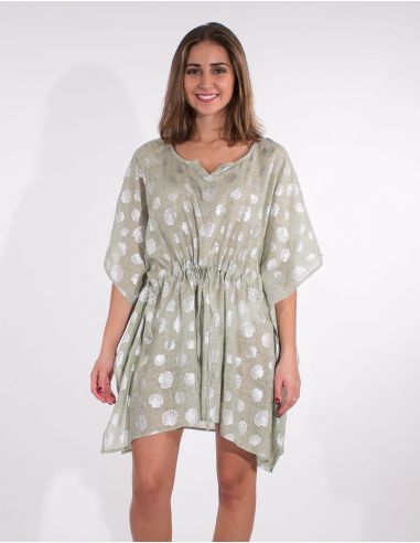 Tunica velo de algodon kaftan sello conchas platas