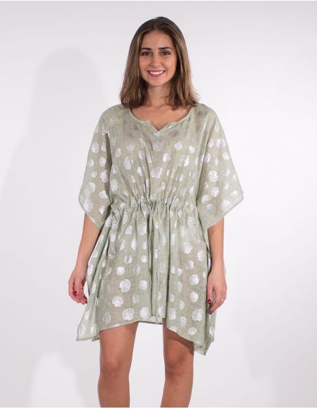 Tunica velo de algodon kaftan sello conchas platas