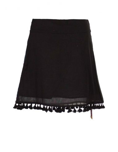 Falda corta velo de algodon doblada estampado patch ikat