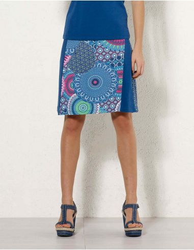 Falda malla 97% algodon 3% elastano estampado kenya 