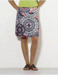 Falda malla 95% poliester5% elastano estampado maori