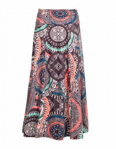 Falda larga malla 95% poliester5% elastano estampado maori