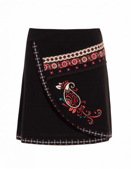 Falda malla 97% algodon 3% elastano bordada con estampado