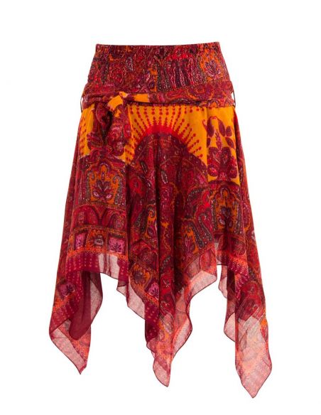 Falda poliester doblada bajo fular estampado ankara