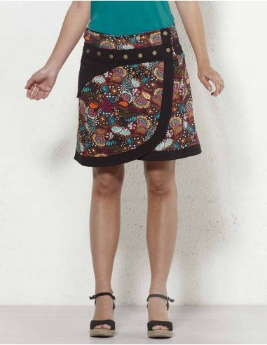 Falda malla 97% algodon 3% elastano con bolsillo estampado malaga