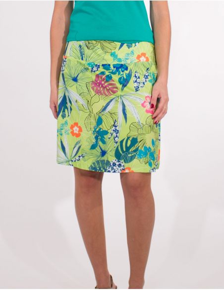 Falda malla 95% poliester 5% elastano estampado hibiscus