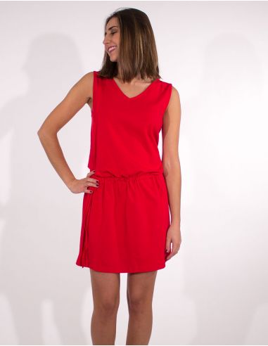 Vestido malla 95% algodon 5% elastano cuello v liso