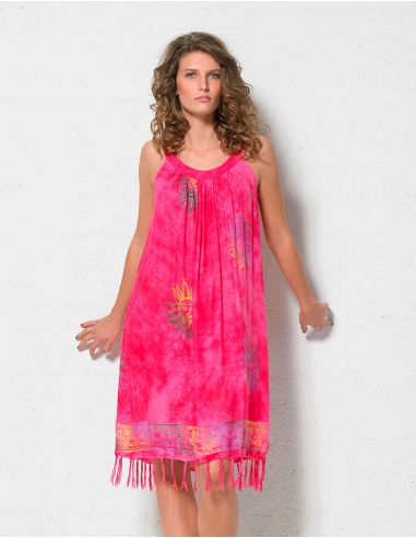 Minivestido viscosa flecos