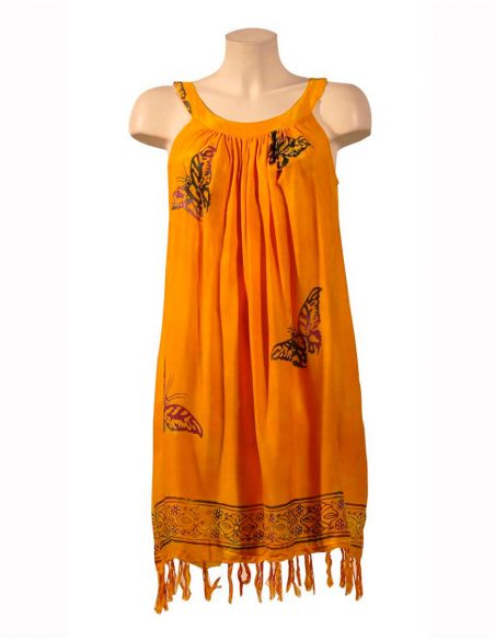 Minivestido viscosa flecos