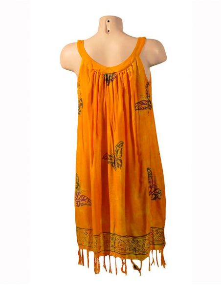 Minivestido viscosa flecos