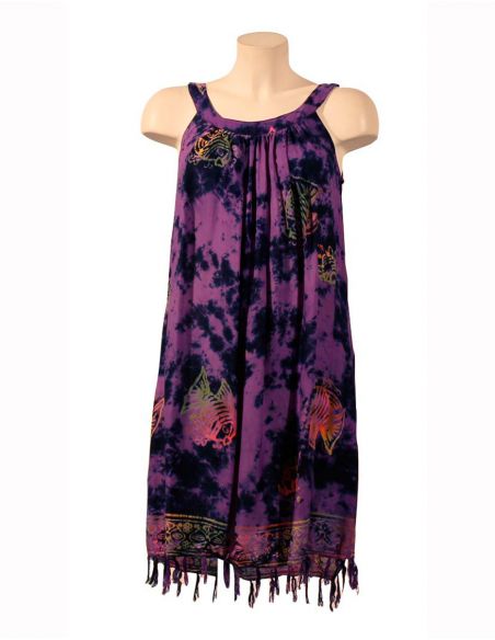 Minivestido viscosa flecos