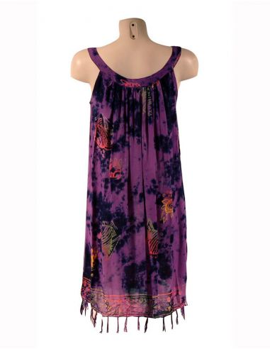 Minivestido viscosa flecos