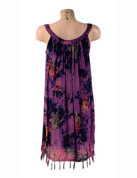 Minivestido viscosa flecos