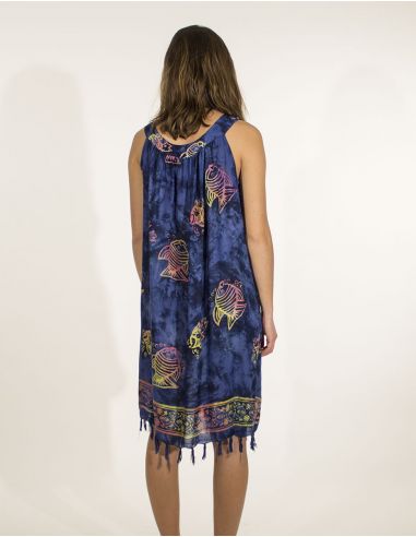 Minivestido viscosa flecos