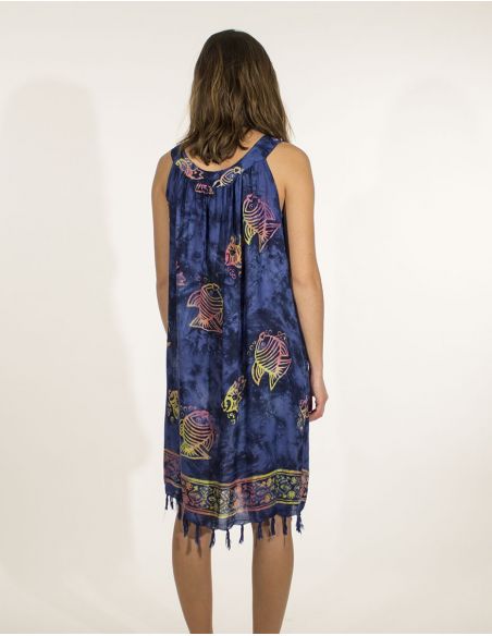 Minivestido viscosa flecos