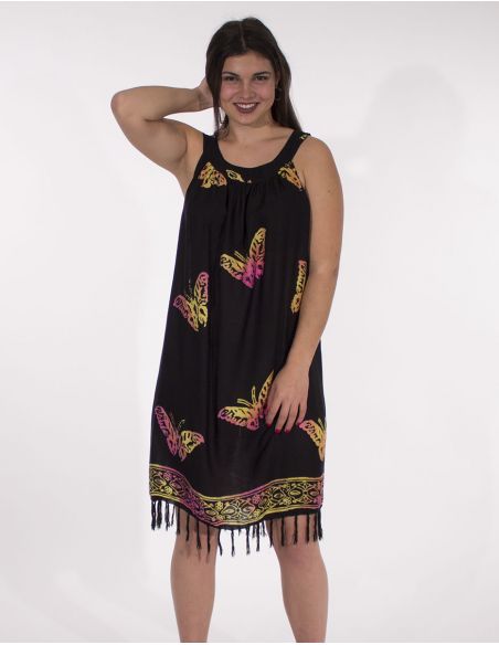 Minivestido viscosa flecos