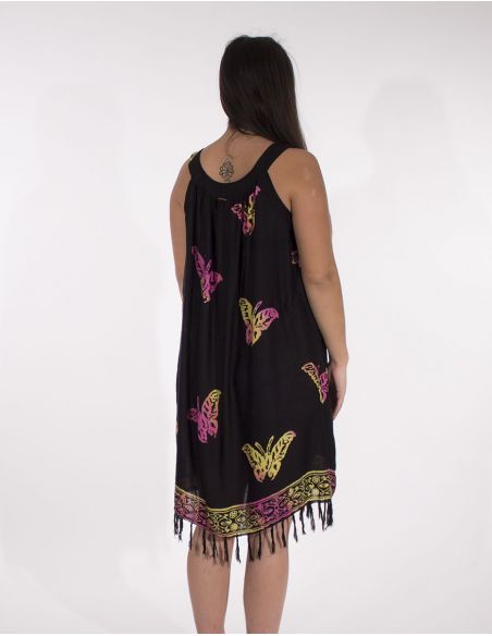 Minivestido viscosa flecos